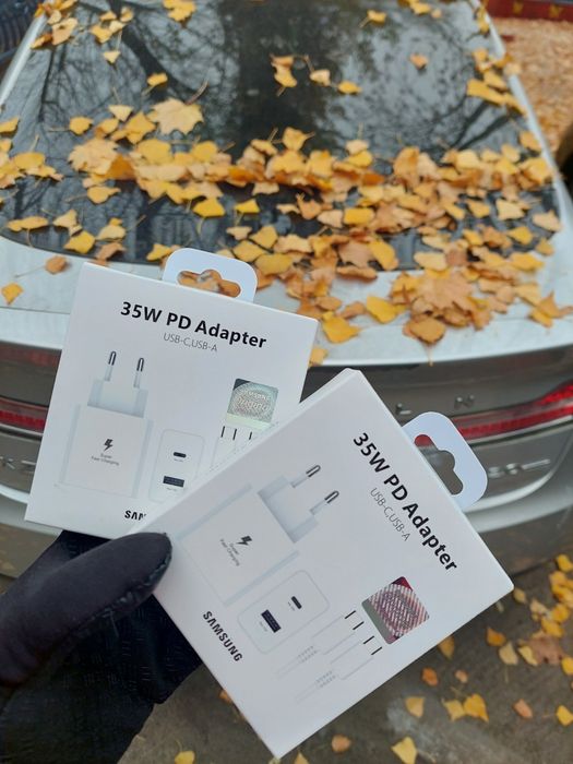 Мережевий зарядний пристрій SAMSUNG 2в1 35W TYPE-C to Type C Білий!!