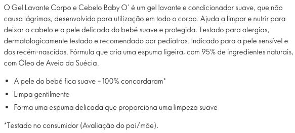 Gel Lavante de Corpo e Cabelo Baby O