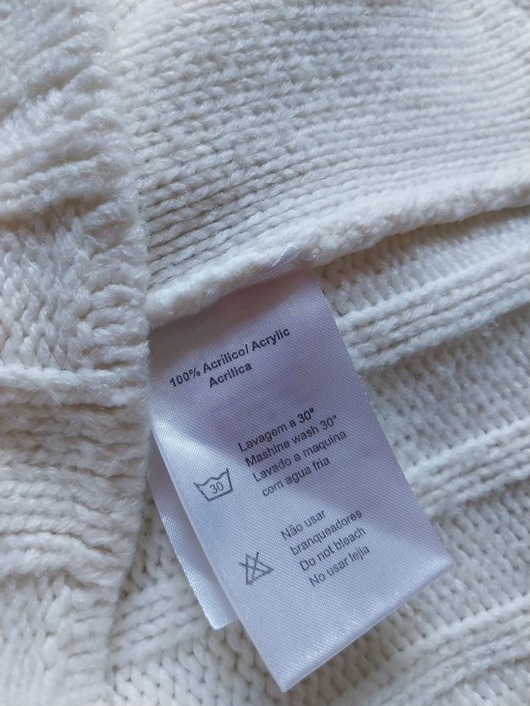 Cardigan cor branco pérola | Barred's | malha quente inverno | XXL