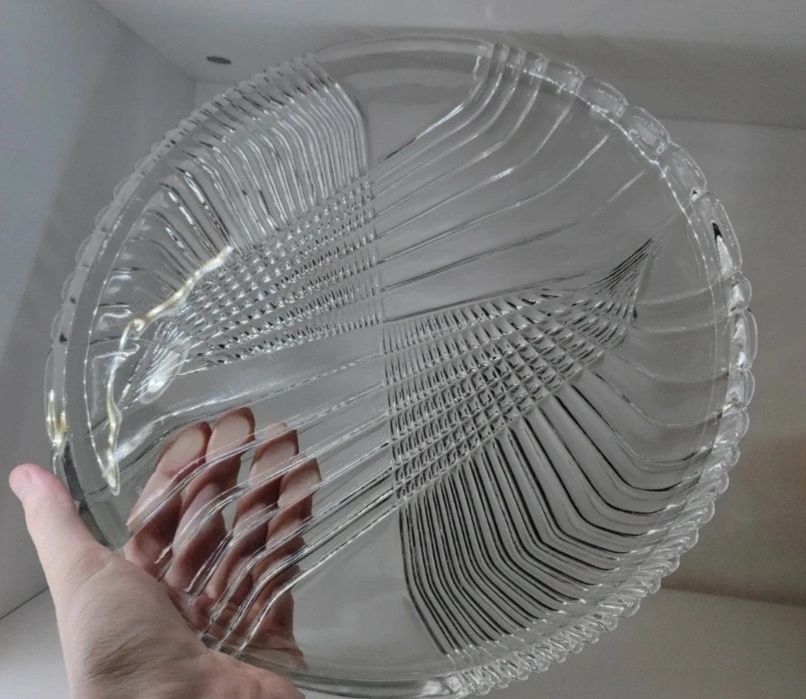 Szklana taca patera Miloš Filip Libochovice 30 cm Czechosłowacja