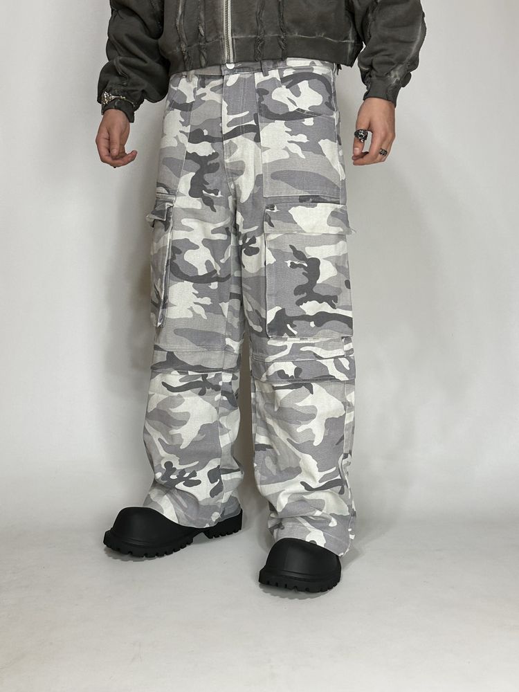 Камо штаны широкие белые камуфляж camo baggy cargo карго opium archive