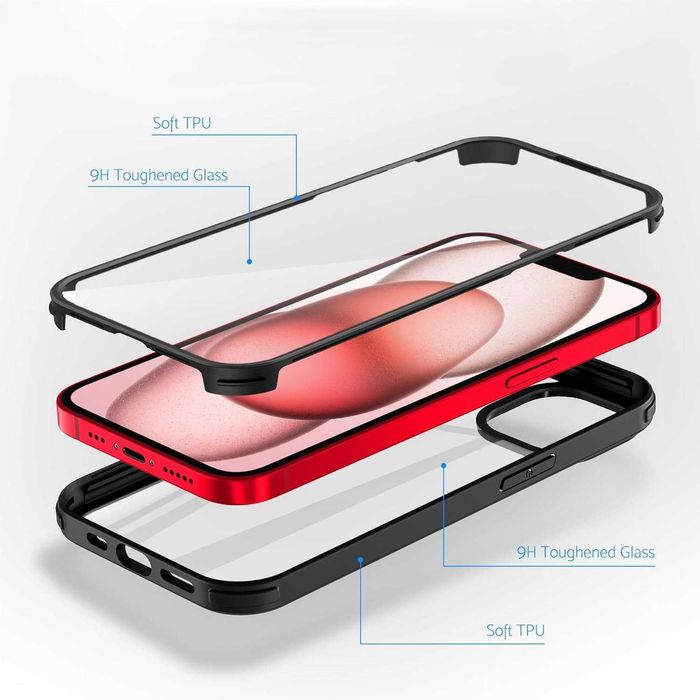 DOSNTO Dwustronne przezroczyste etui do iPhone 15 Plus (6,7")