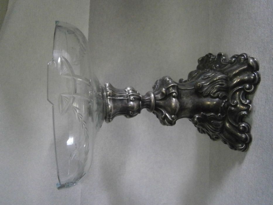 Patera , srebro - szkło , Austria , wys. ok. 20 cm.
