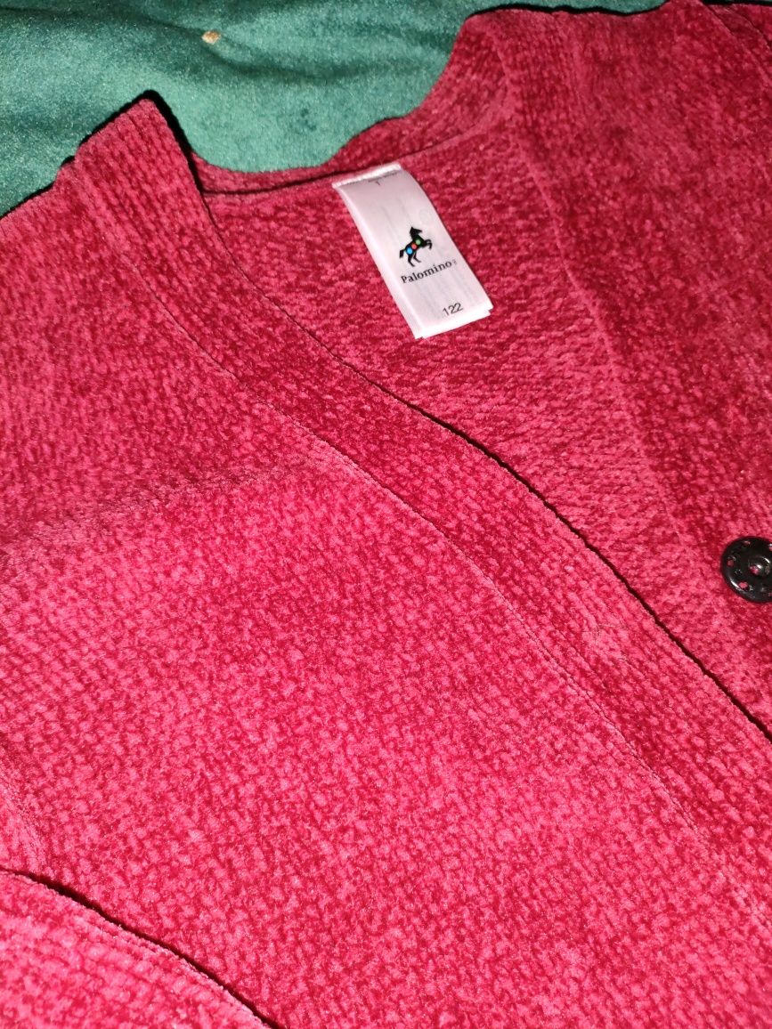 Kardigan sweter szenila kolor buraczkowy 122
