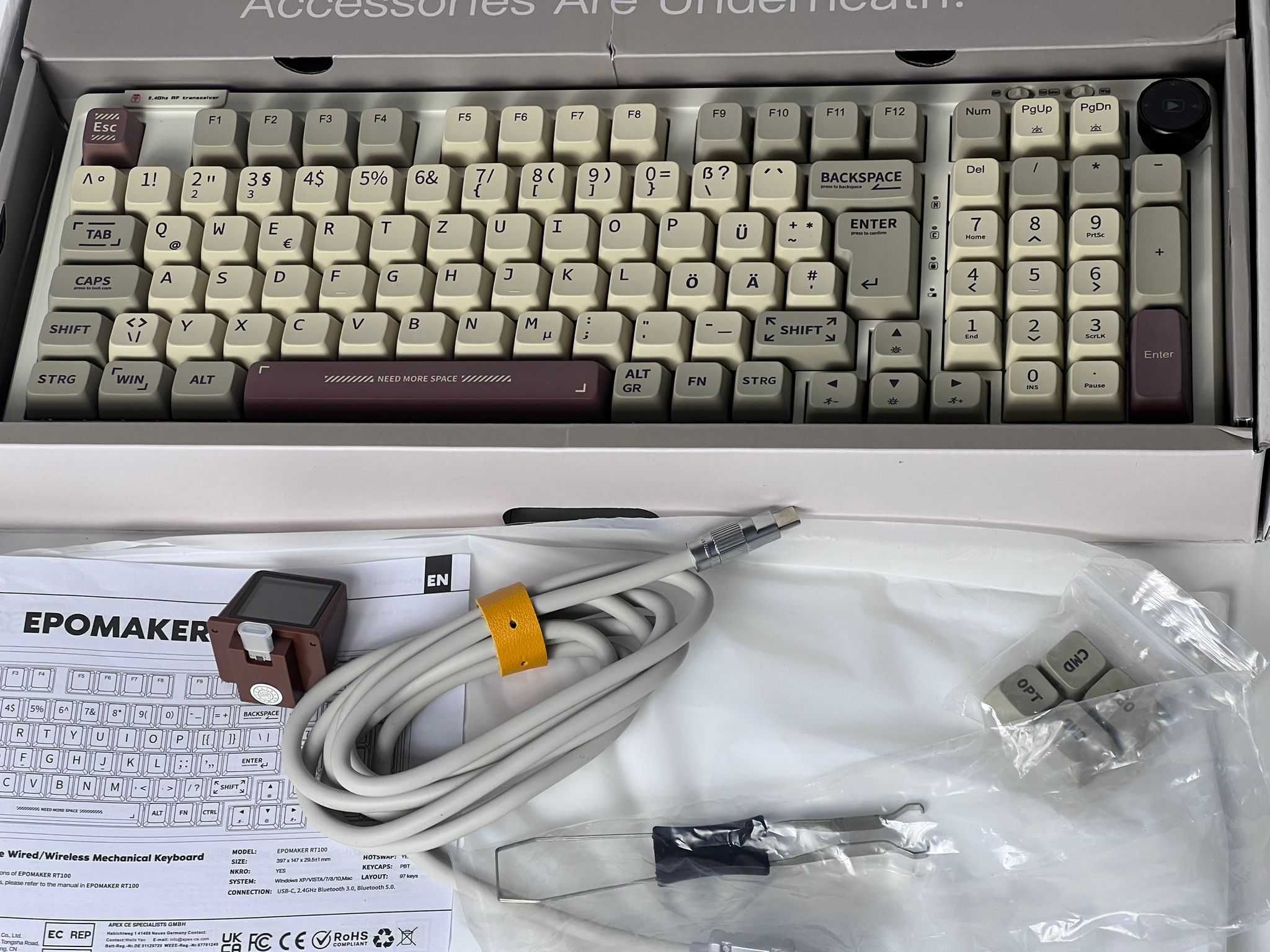 Klawiatura mechaniczna Epomaker RT100 Gateron Yellow Pro QWERTZ