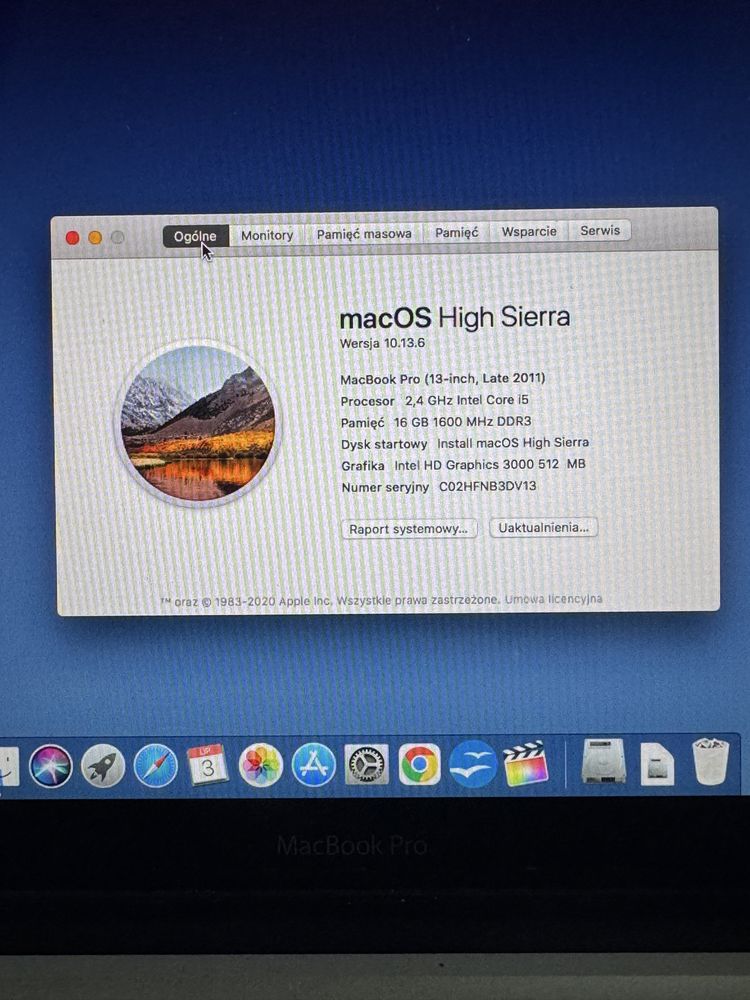 Macbook pro 13 cali Late 2011  fajna konfiguracja