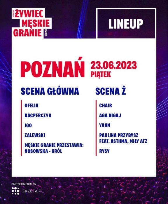 Bilety meskie granie Poznań 24.06