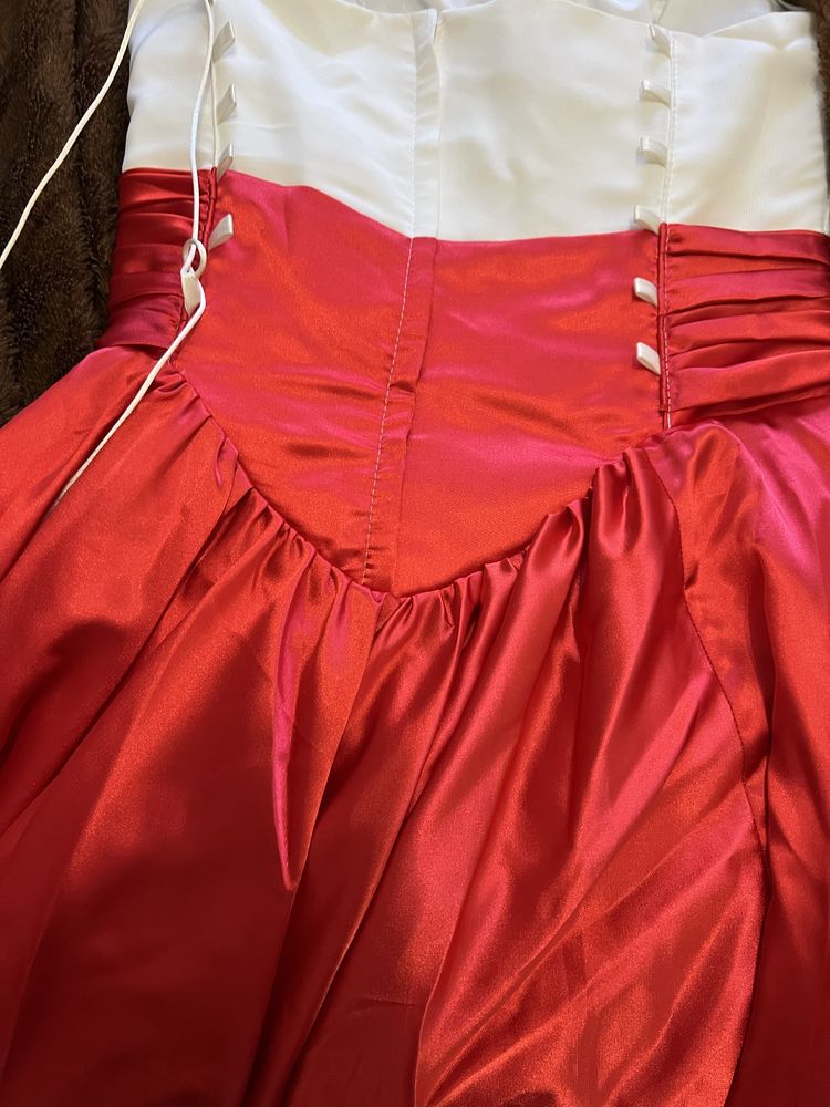 Випускна сукня, вечірня сукня, плаття з атласу, червона довга сукня