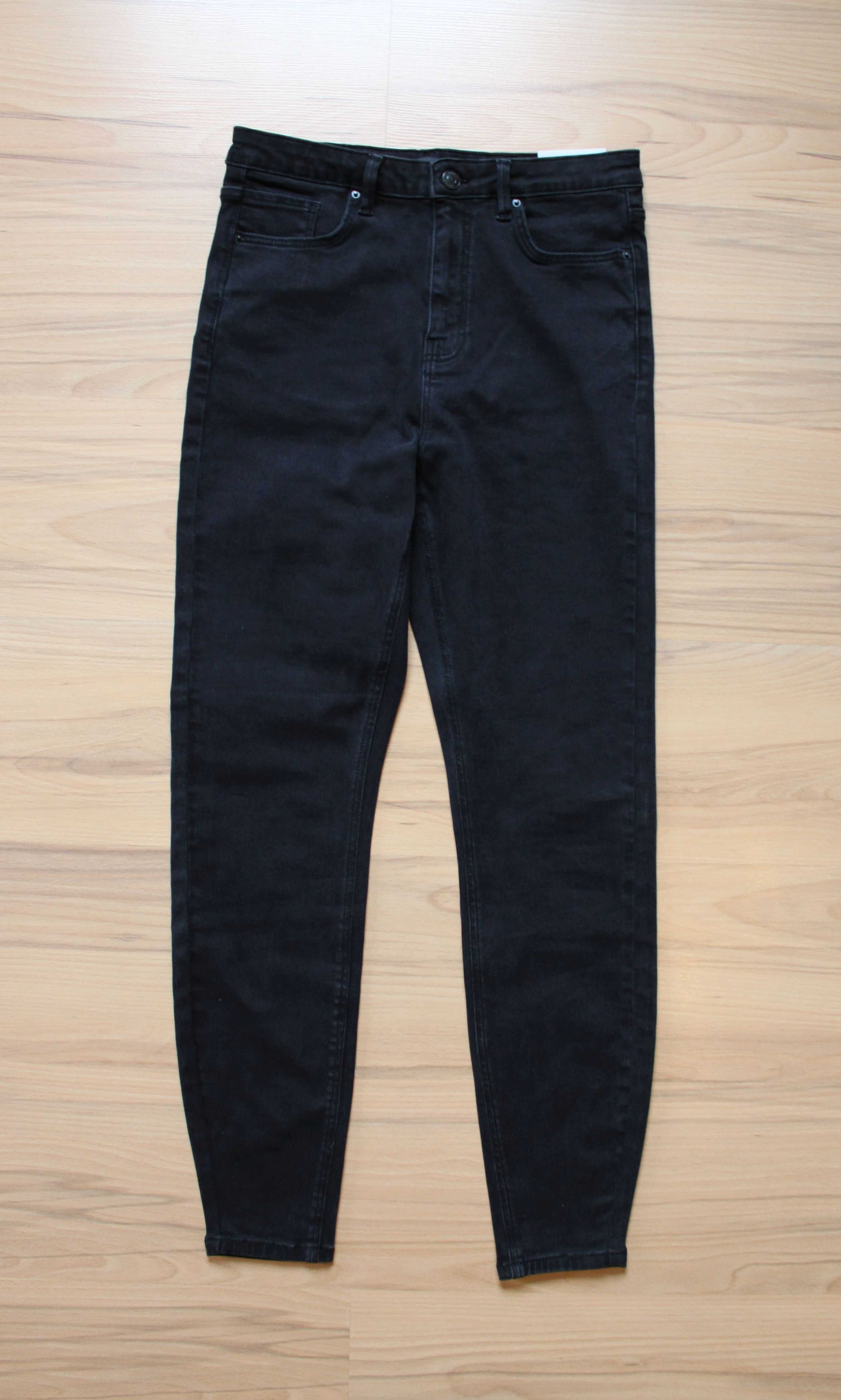 Czarne spodnie jeansy skinny high waist M 38 Cropp