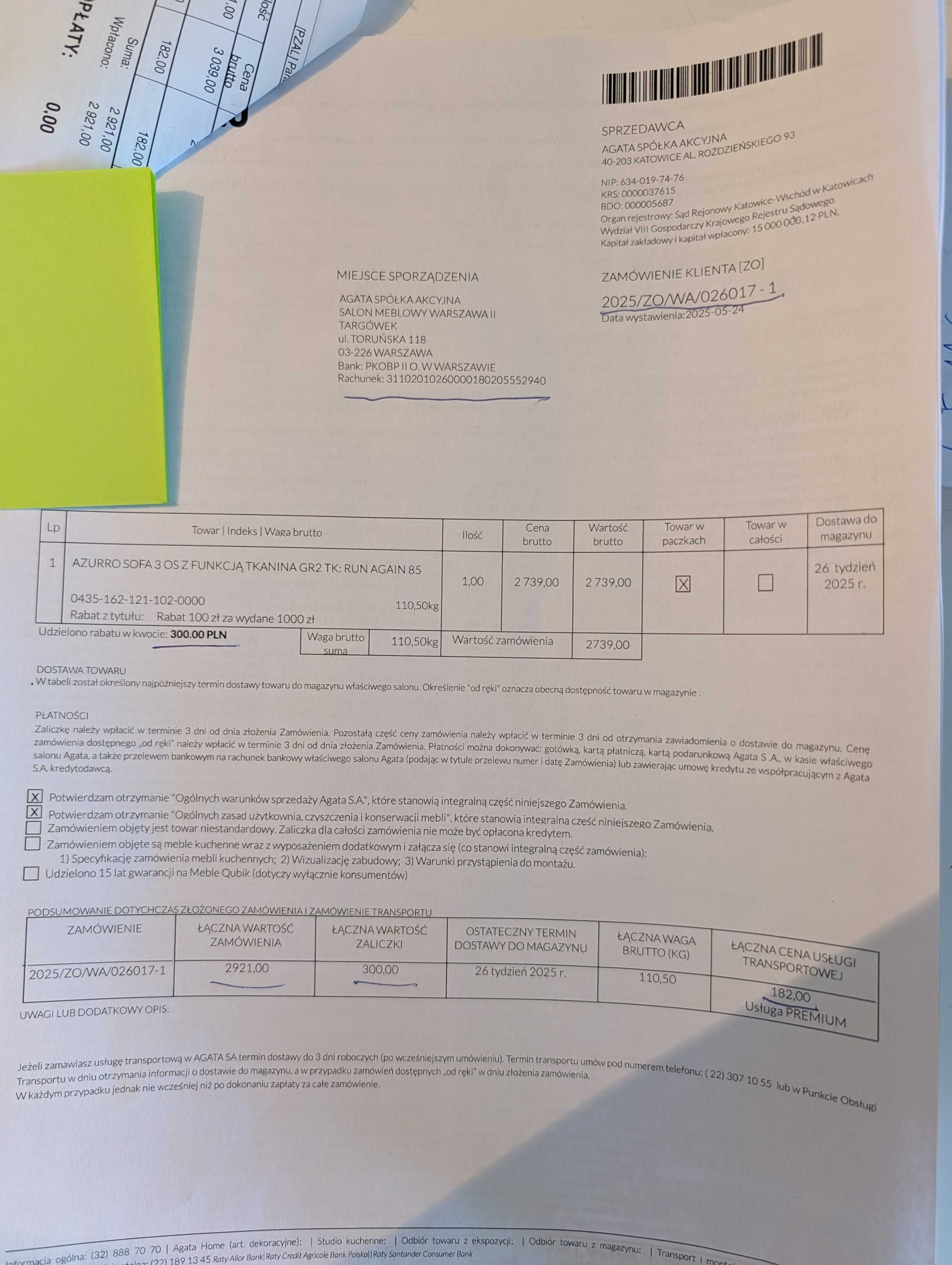 NOWA sofa 3 os. Agata Meble Azzuro z funkcją spania
