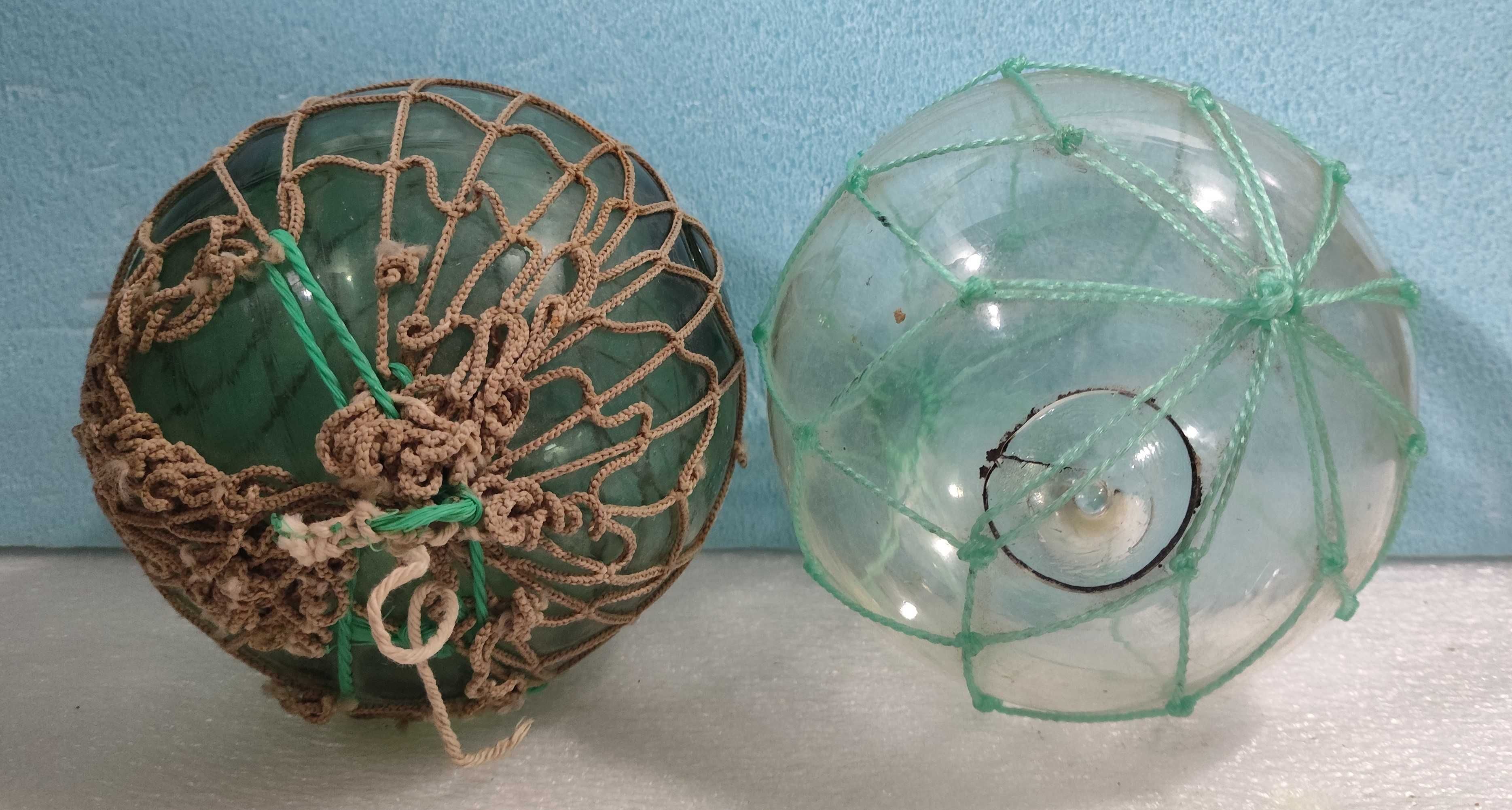 2 bolas de vidro flutuadores de pesaca artesanal