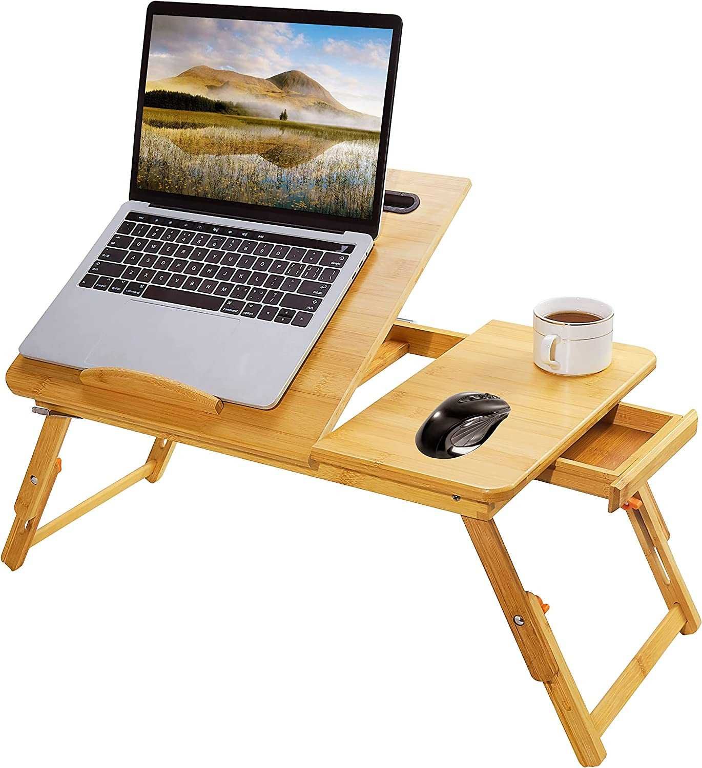 Бамбуковий столик для ноутбука і планшета в ліжко складаний Suncool