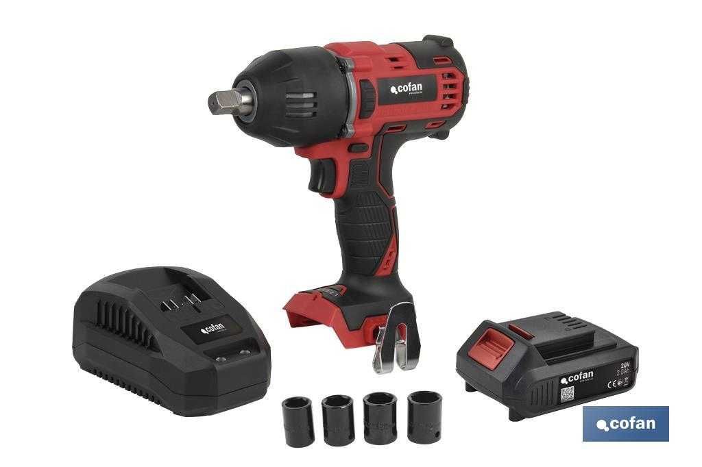 Chave de impacto COFAN  20V 1/2'' + 2 Baterias 2.0Ah + Carregador