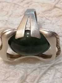 Кольцо, перстень серебро 925 и натуральный нефрит