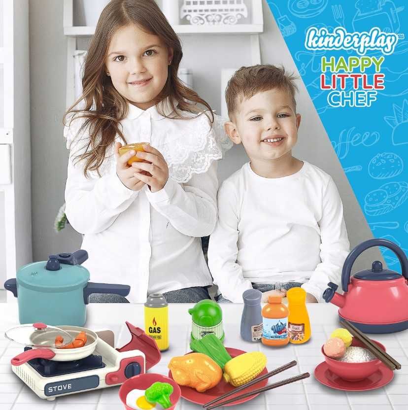 Дитячий набір для кухні Kinderplay (ЧАЙНИК, ПЛИТА, СКОВОРОДА) 25 елем