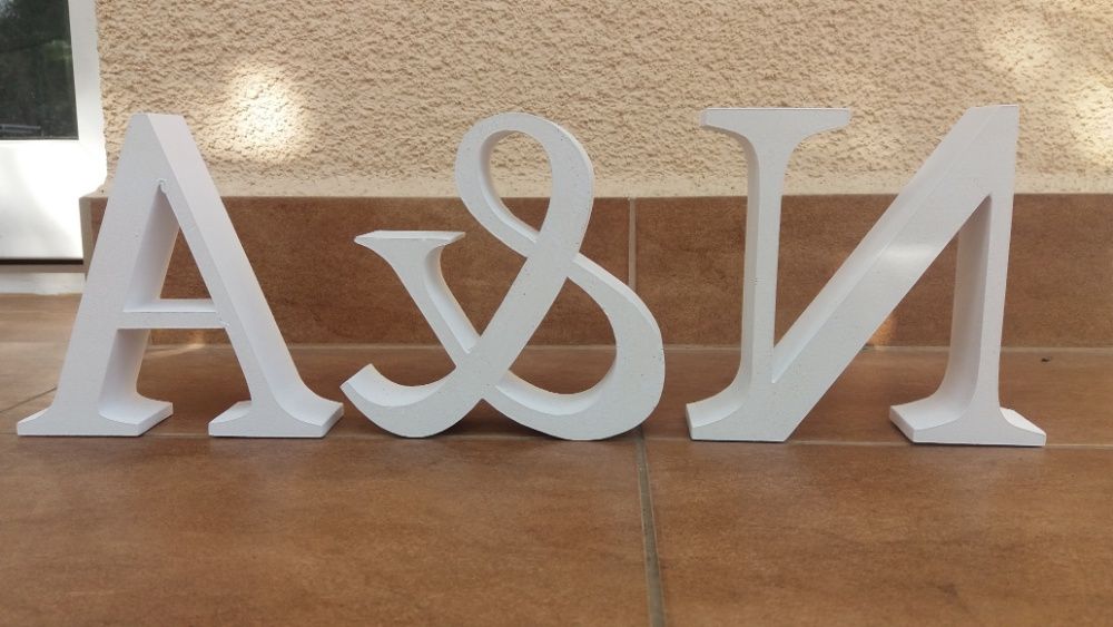 Inicjały ślubne A & N lub N &A/ litery ze styropianu obustronne 3 D