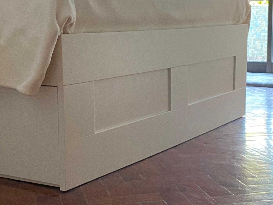 Cama BRIMNES - Estrutura cama c/arrumação, branco, 140x200 cm