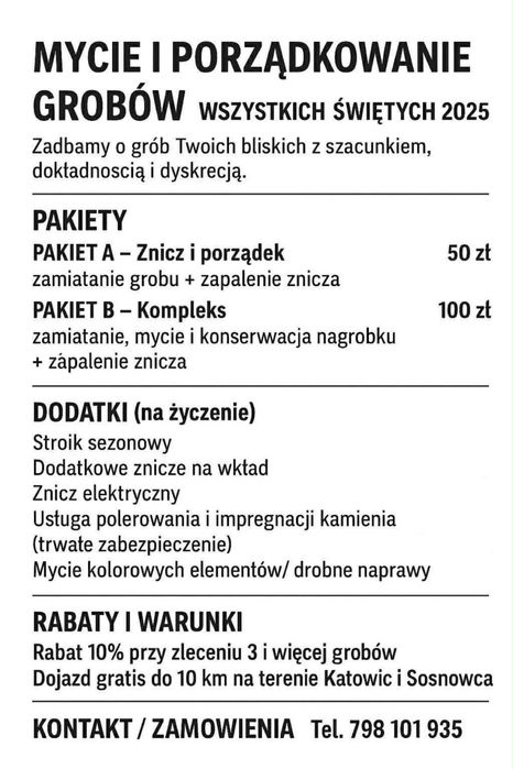 Sprzątanie/porządkowanie nagrobków