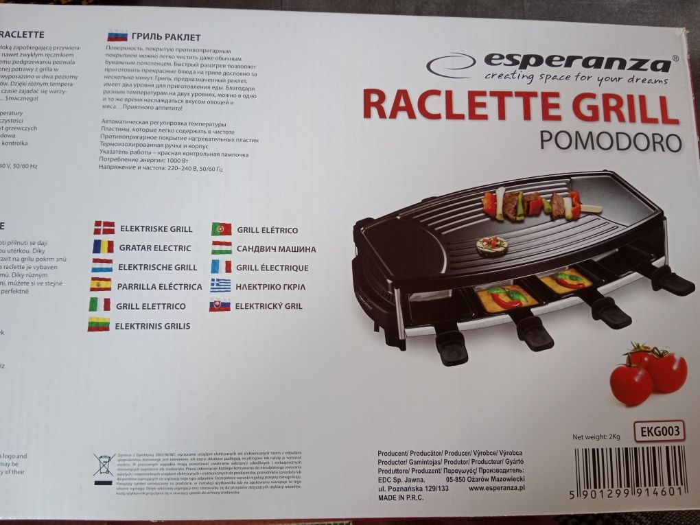 Esperanza Raclette grill pomidoro EKG003- NOWY