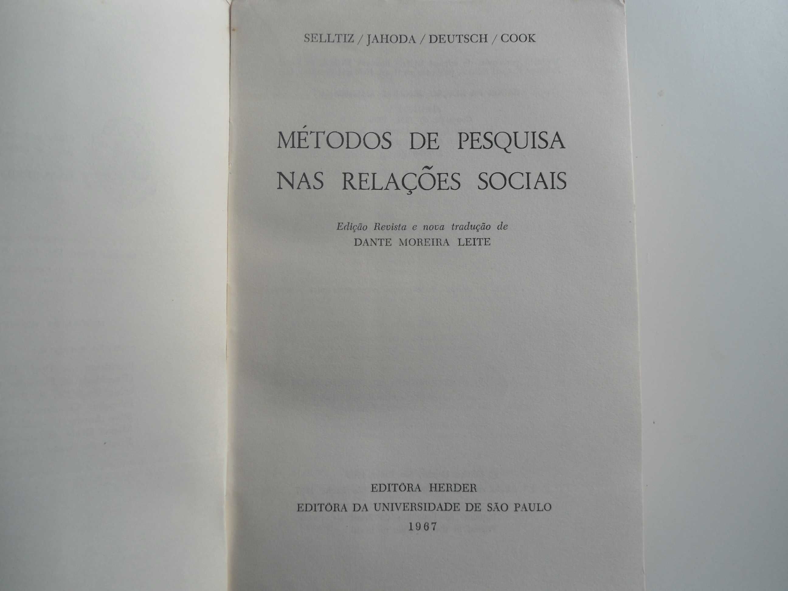 Métodos de Pesquisa nas relações sociais - Selltiz/Jahoda/Deutsch/Cook