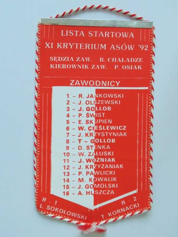 Proporczyk XI Kryterium Asów PZM Bydgoszcz 1992 Speedway