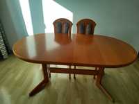 Stół drewniany, rozkładany 170 - 250cm + 6 krzeseł - komplet