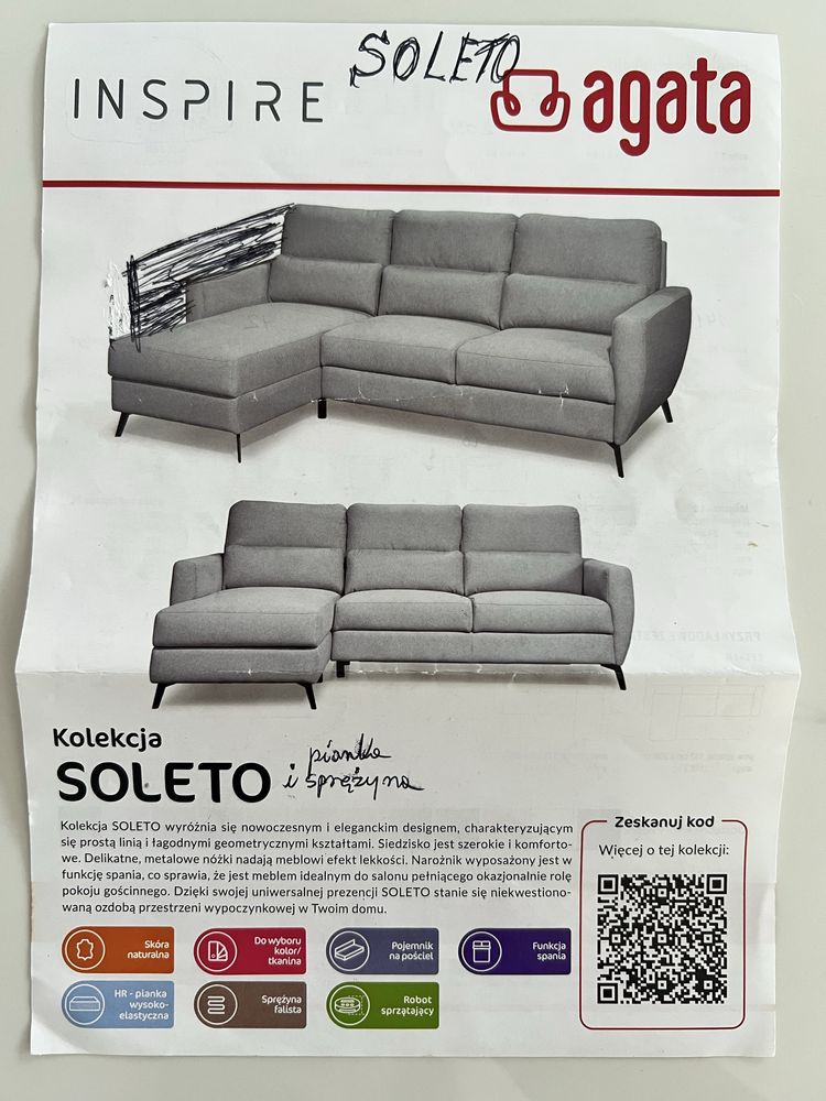 SOLETO Agata Meble NOWY Narożnik modułowy sofa modułowa narożna