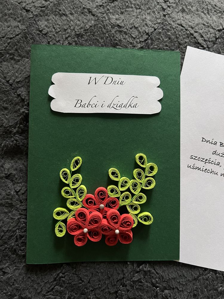 Kartka na dzień babci i dziadka, ręcznie robiona, quilling