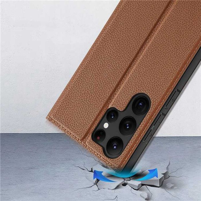 Dux Ducis Skin X2 Samsung Galaxy S23 Ultra etui skórzane z klapką brąz