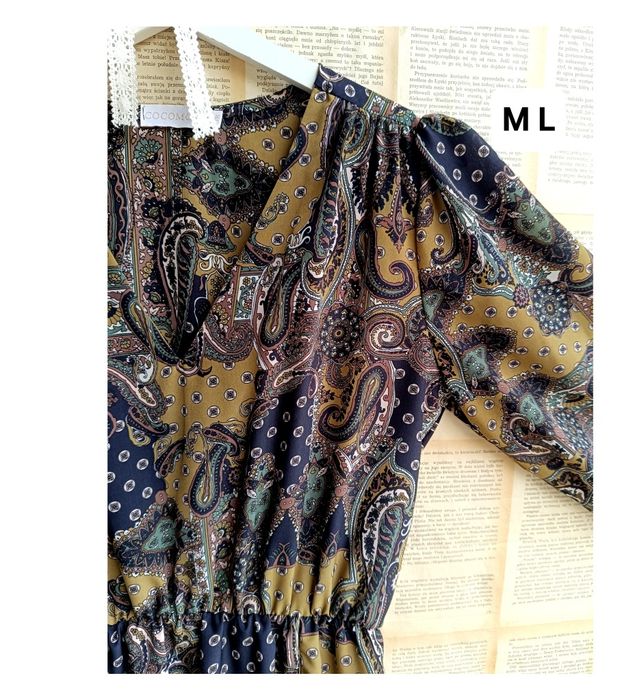 M L biust 52x2 Wzorzysta palisey Sukienka COCOMORE Idealna na jesień