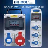 Блок силових розеток 40A DIHOOL Blue CEE 32A 3 Pin + Red CEE 32A 5 Pin