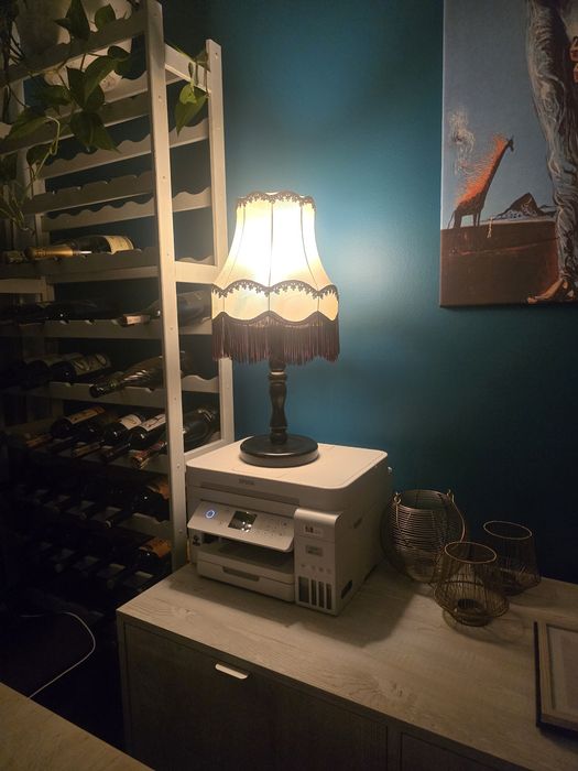 Lampa stołowa z abażurem PRL antyk