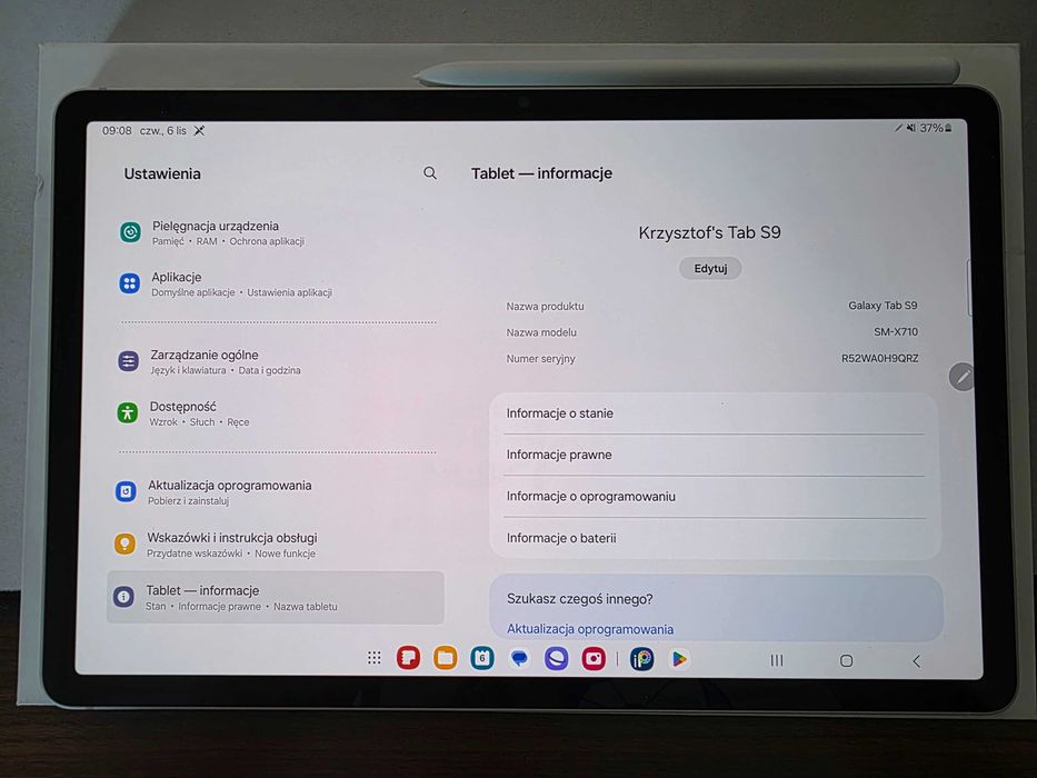 Tablet Samsung Tab S9 11" 8/128 GB SM-X710 stan BDB