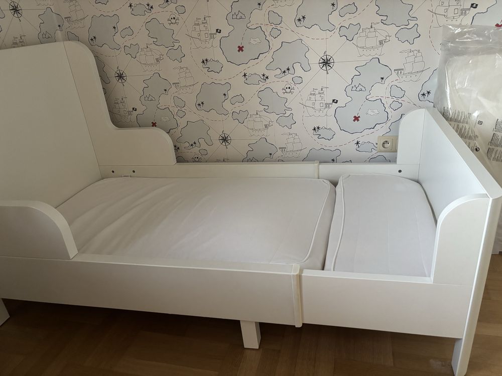 Łóżko łóżeczko Ikea Busunge rozsuwane 80x200 plus materac ikea