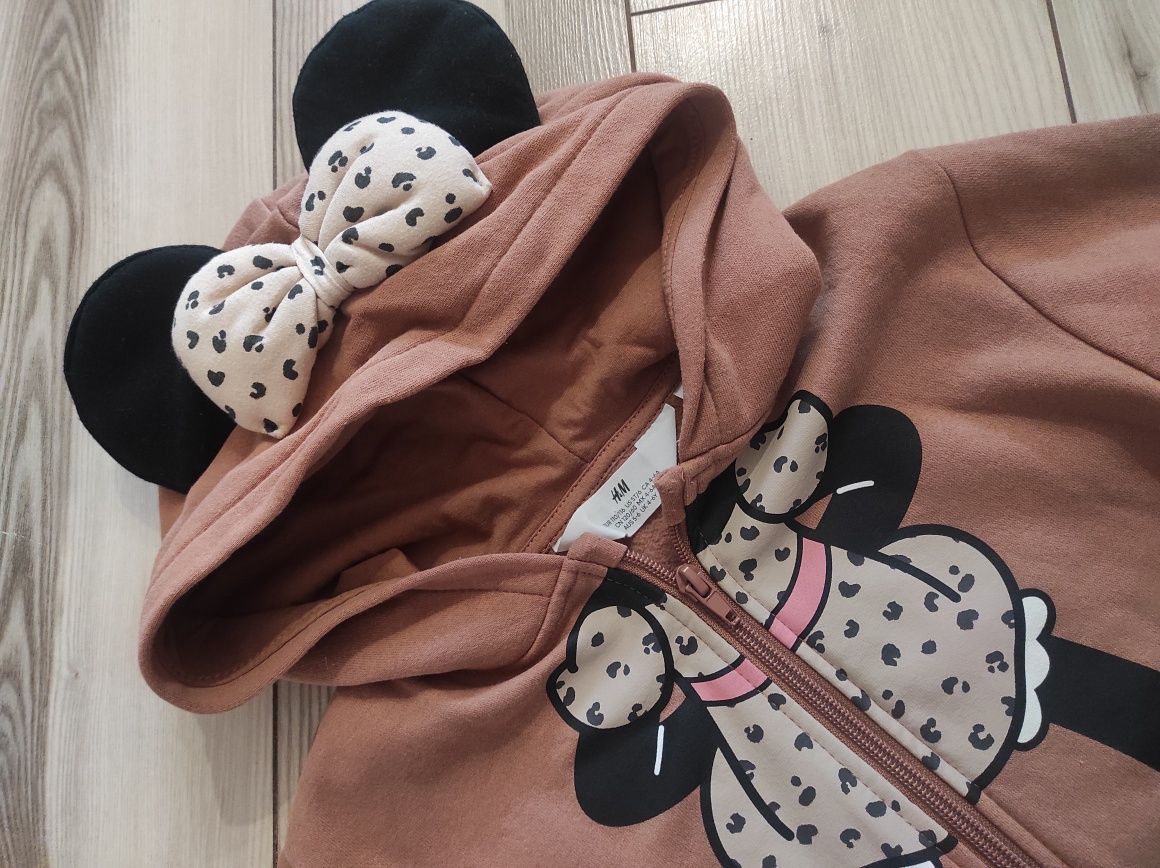 Bluza H&M 110 116 myszka Minnie dziecko dziewczynka kaptur kokardka