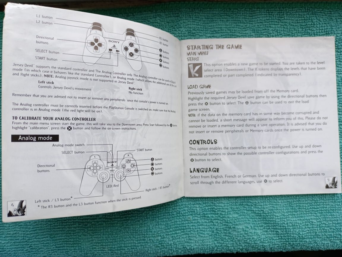 Ps1 Jersey Devil psx psone Książeczka Manual Angielska