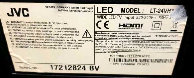 Telewizor LED 24 Cale JVC LT-24VH30K