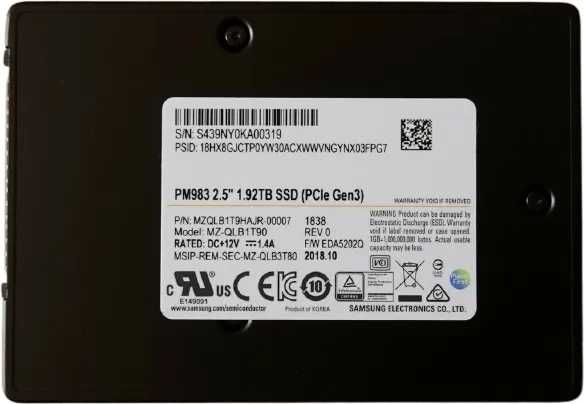 SSD-накопичувач 2.5" U.2 1.9TB Samsung PM983 OEM + PSI