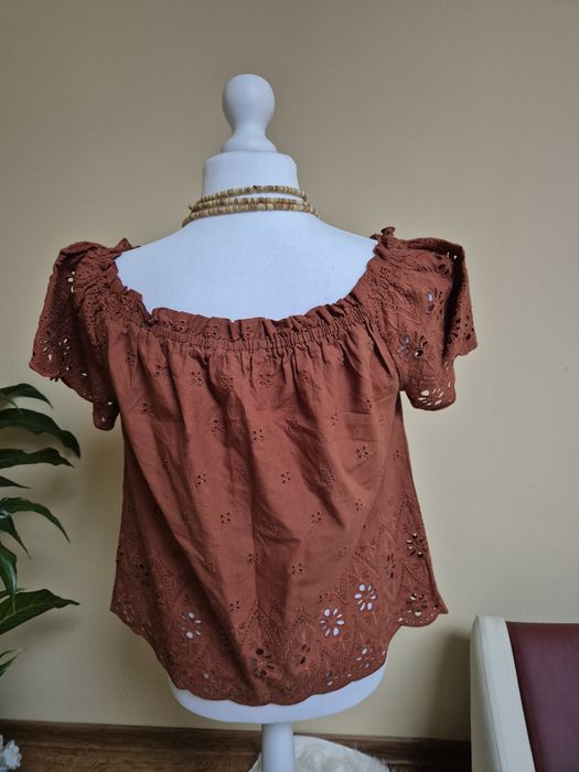 Bluzka haftowana braz boho hiszpanka Orsay rozmiar 38