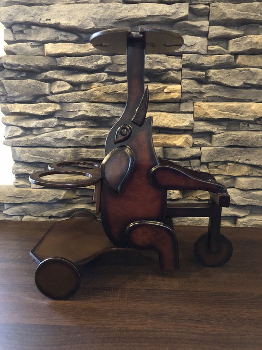 Drewniany mini bar stojak na wino i kieliszki 48tknd