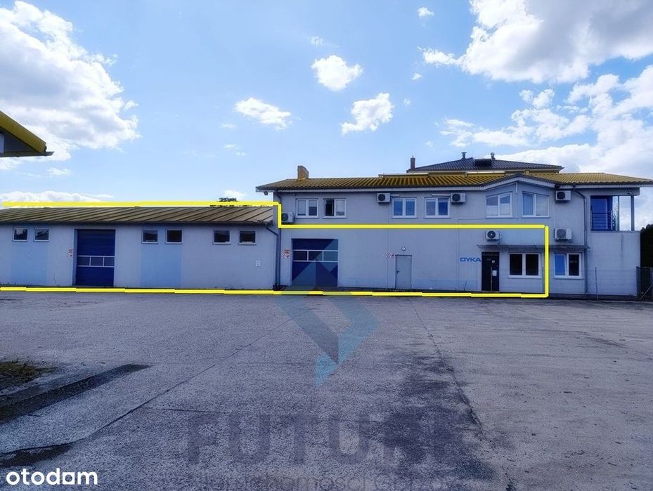 Hala magazynowa 415 m² z biurem i dużym placem 190