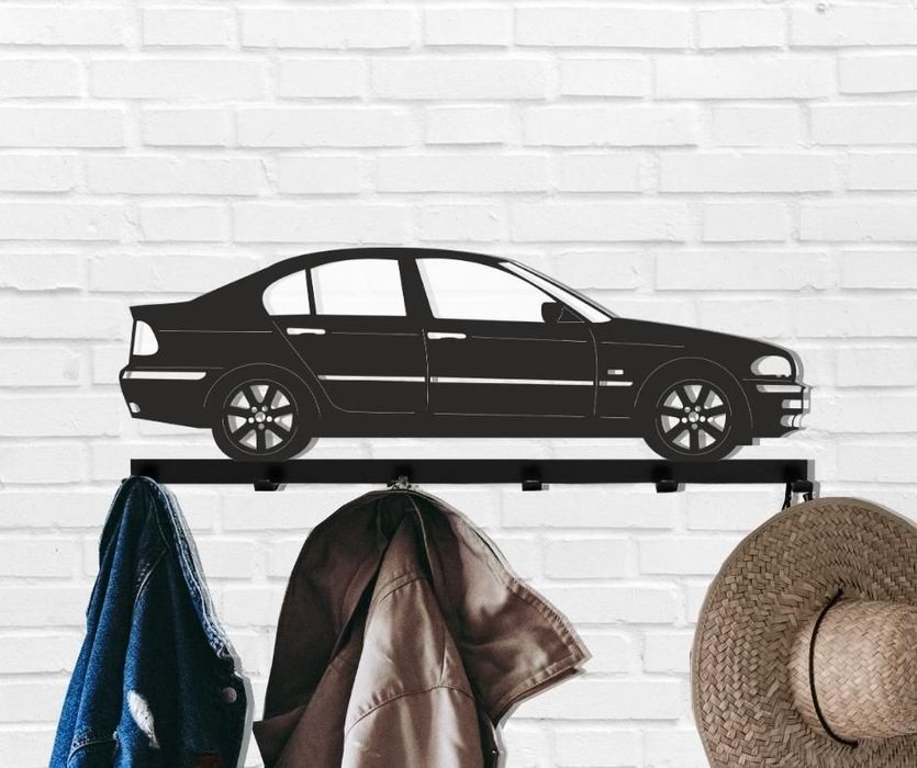 Czarny Wieszak z motywem BMW E46 idealny do garażu i na prezent
