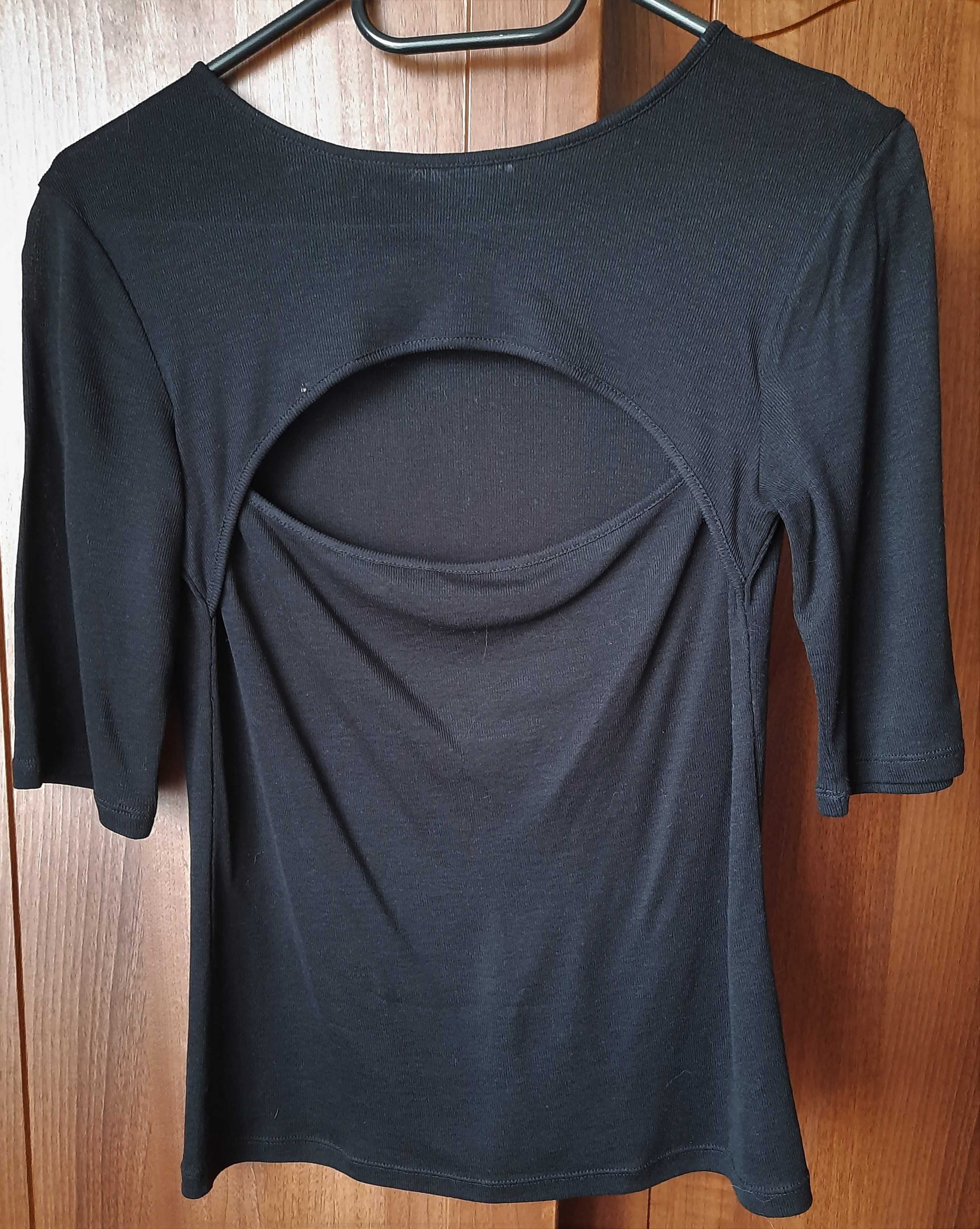 koszulka dekolt dziura czarna ZARA S bawełna