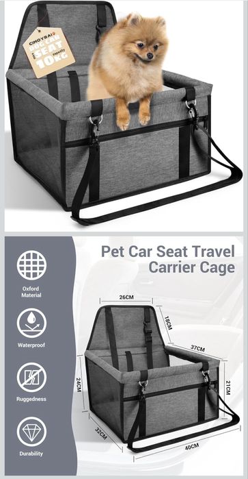 Assento de carro para cães extra estável