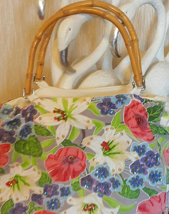 Літня пляжна сумка гарна кольорова на відпочинок сумка цветная тканева