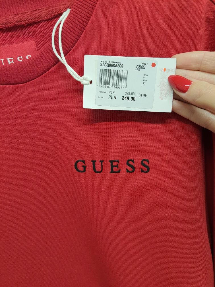 Guess oryginalna bluza czerwona logo roz.S/m