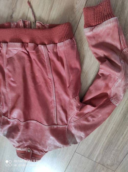 Kurtka skórzana pudrowy róż