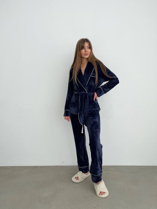 Плюшевий костюм для дому та відпочинку піжама кофта штани велюр