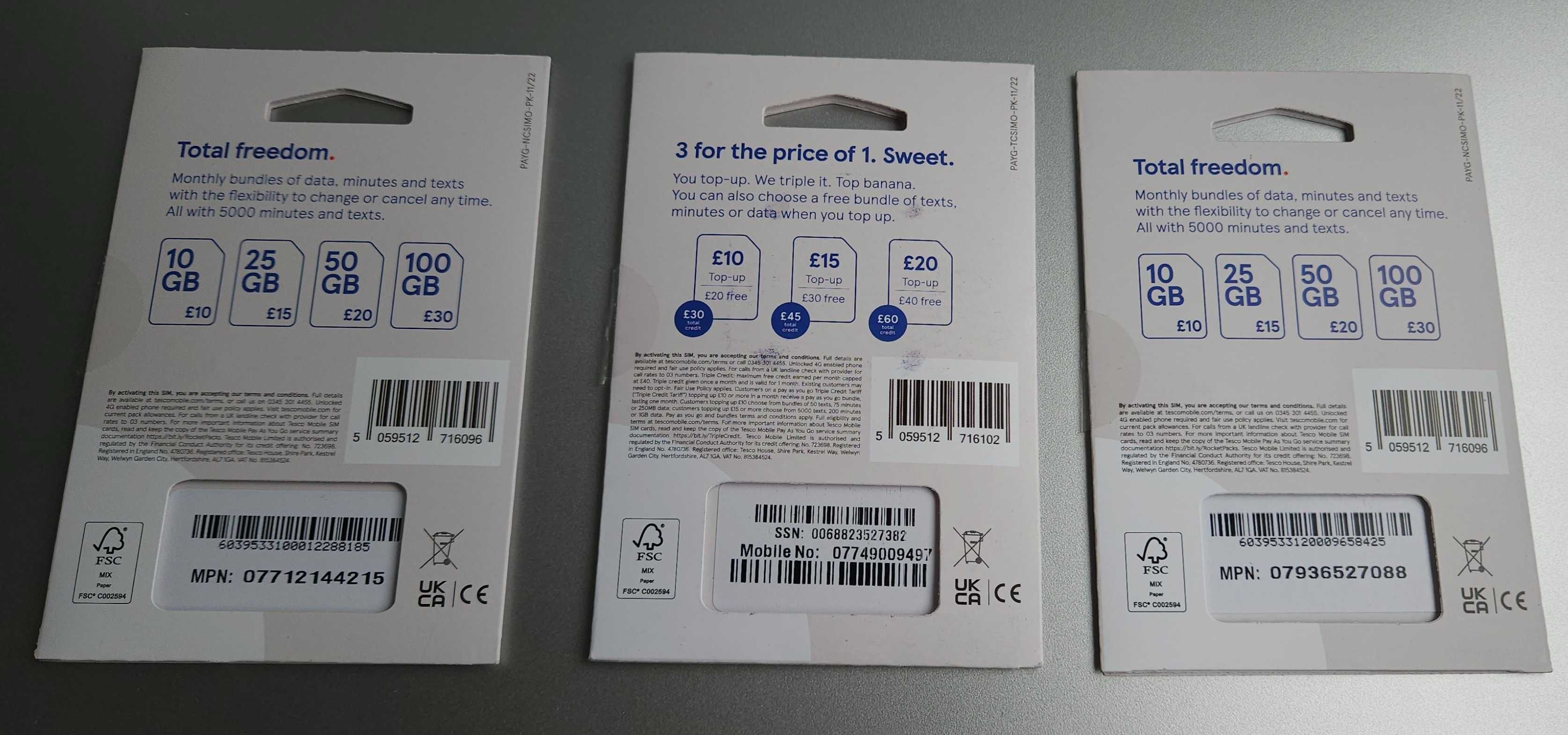 Karta SIM Tesco Mobile UK 100GB za 30F AKTYWNA !