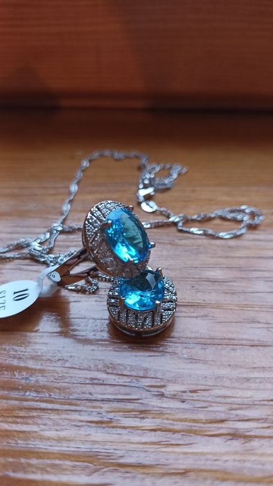 Комплект кольцо +цепочка с кулоном,925 проба